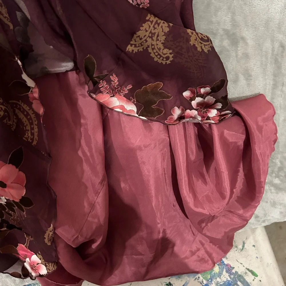 Monsoon y2k baby doll bust line silk floral maxi dress - Picture 13 of 16